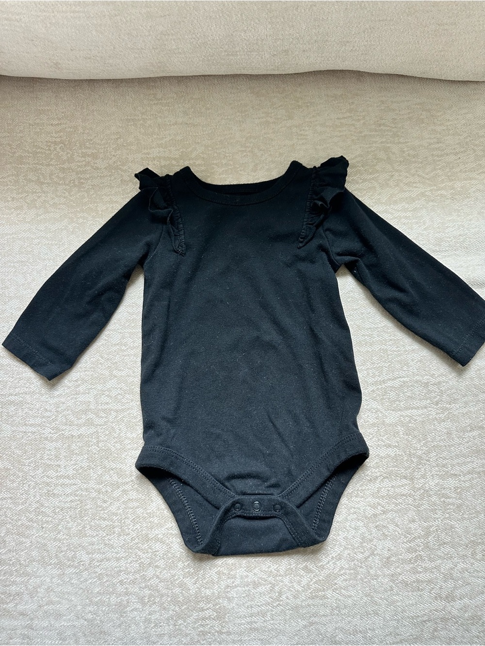 Classic Black Ruffle Shoulder Baby One-Piece